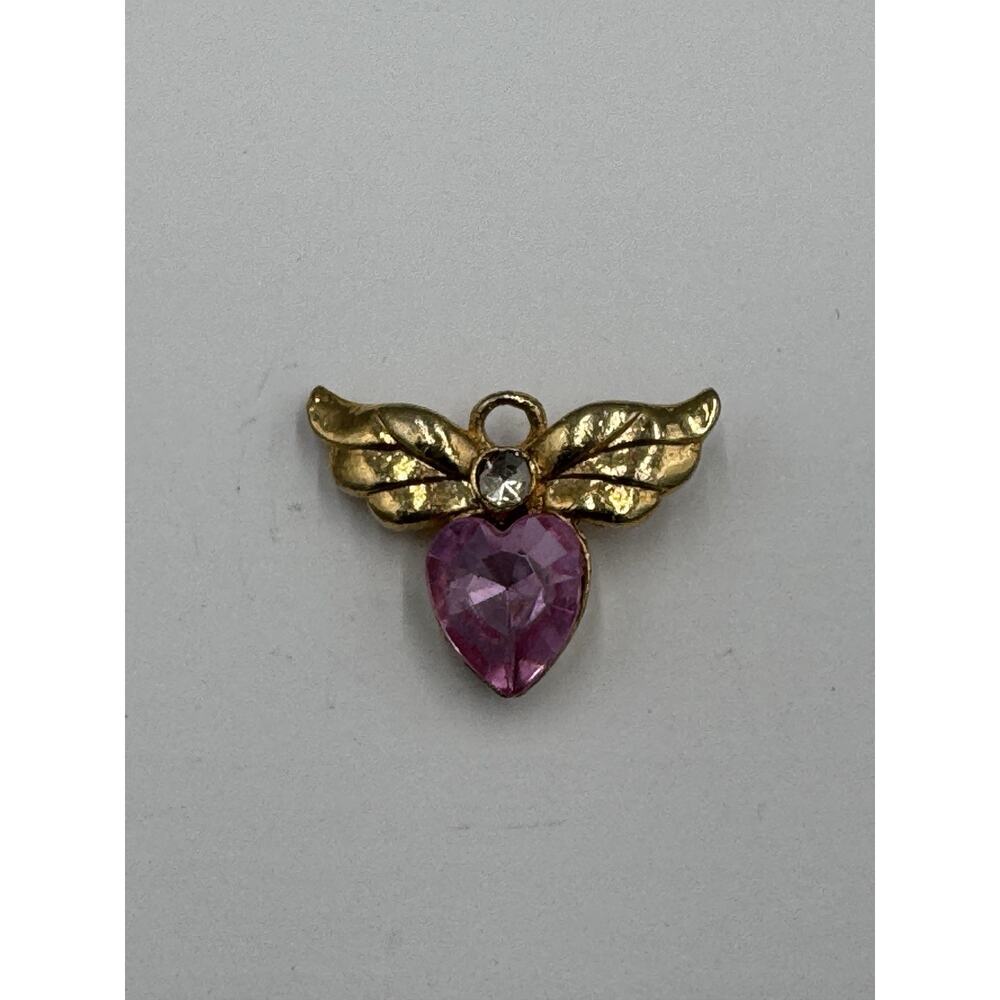 Vintage Avon Purple Heart Angel‎ Rhinestones Lapel Pin